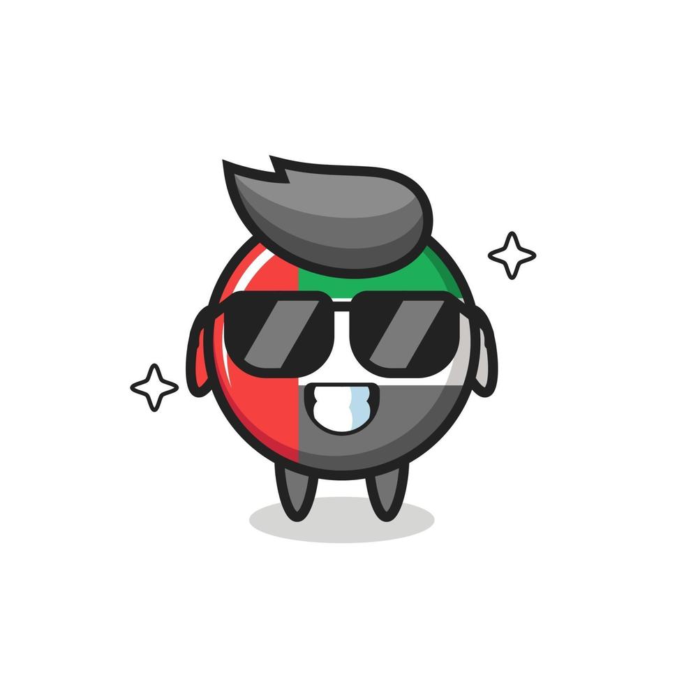 mascotte de dessin animé de l'insigne du drapeau des EAU avec un geste cool vecteur