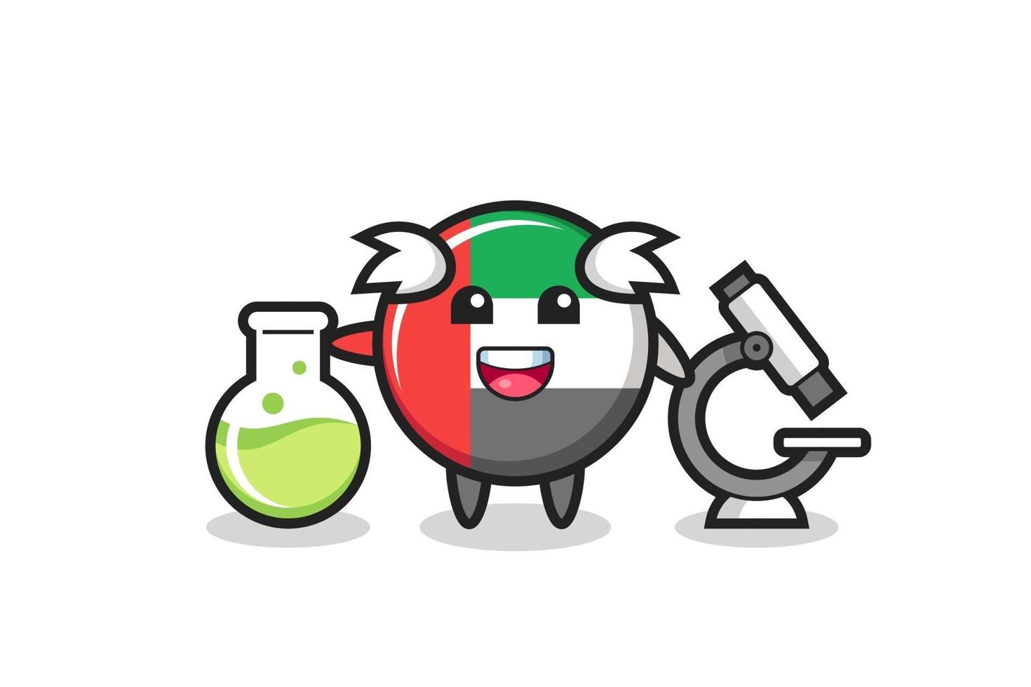 personnage mascotte de l'insigne du drapeau des EAU en tant que scientifique vecteur