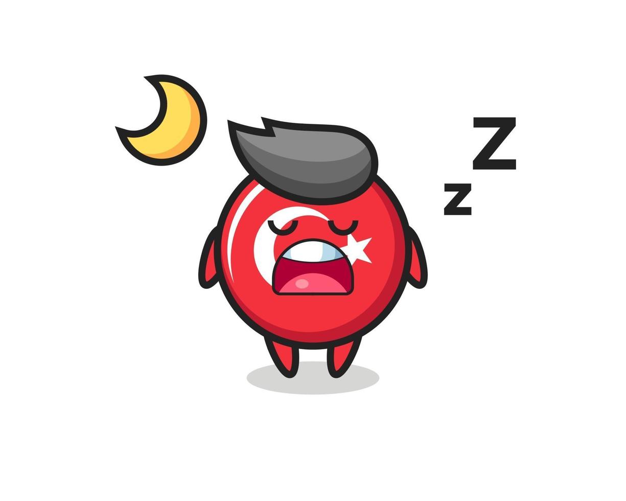 illustration de personnage d'insigne de drapeau de turquie dormant la nuit vecteur