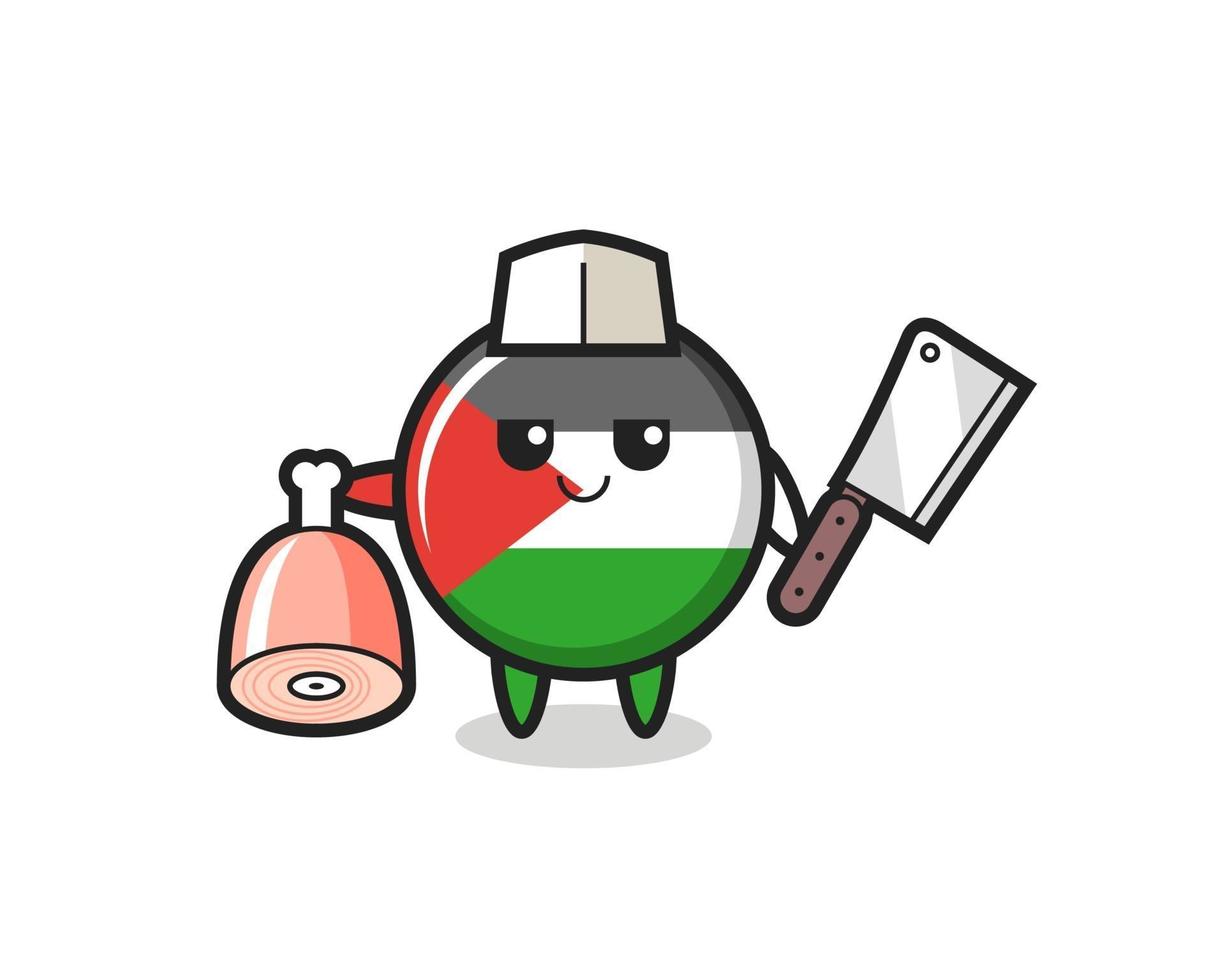 illustration du caractère insigne du drapeau palestinien en tant que boucher vecteur