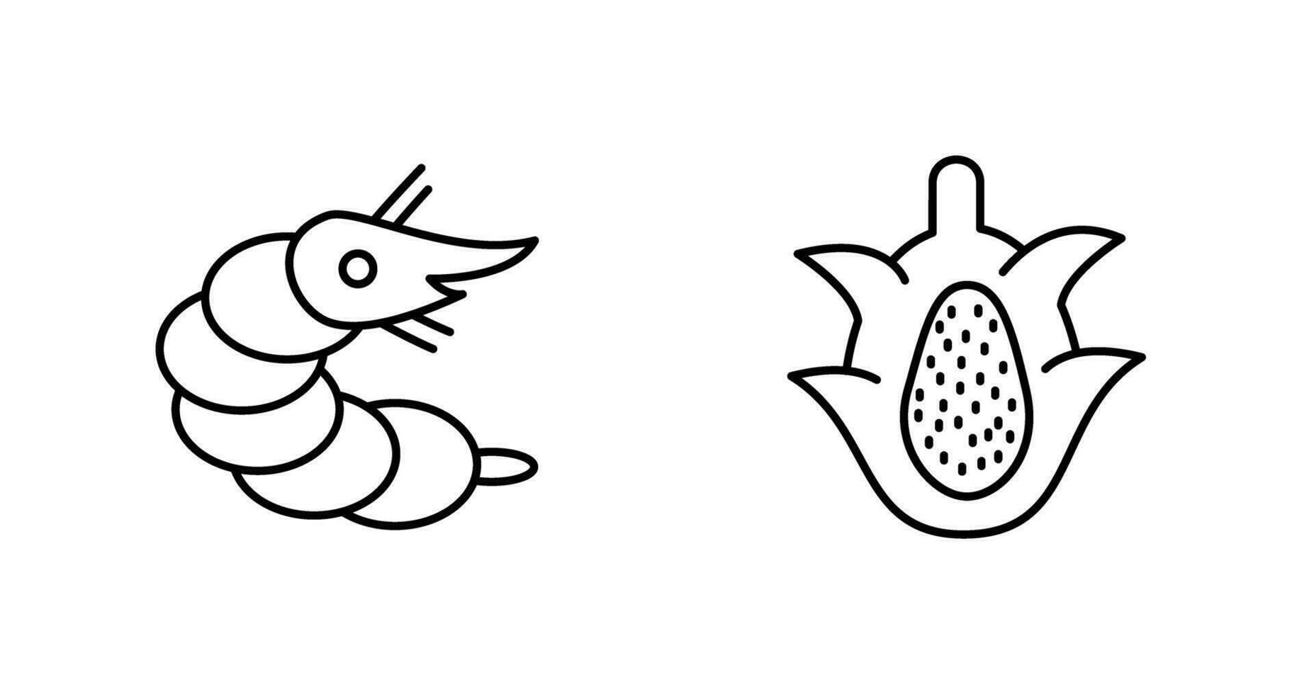 crevette et dragon fruit icône vecteur