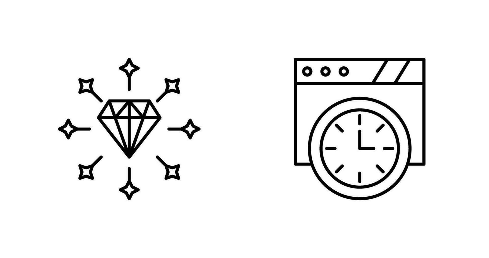 diamant et mur l'horloge icône vecteur