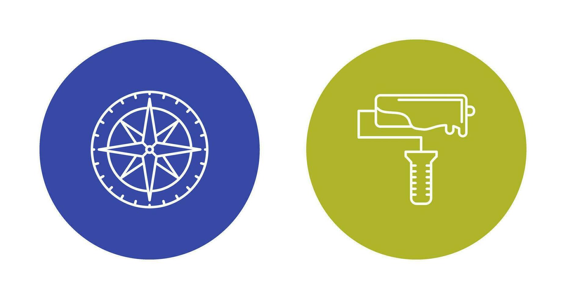 boussole et rouleau icône vecteur