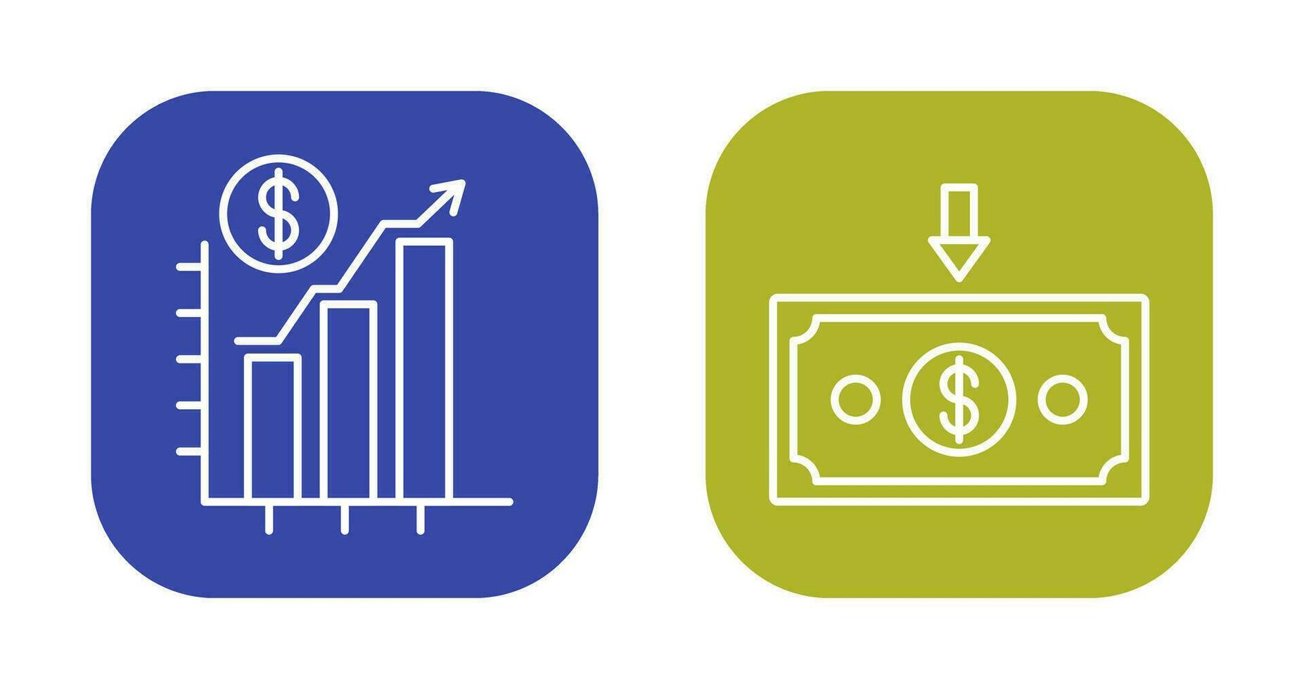 graphique en haut et argent vers le bas icône vecteur