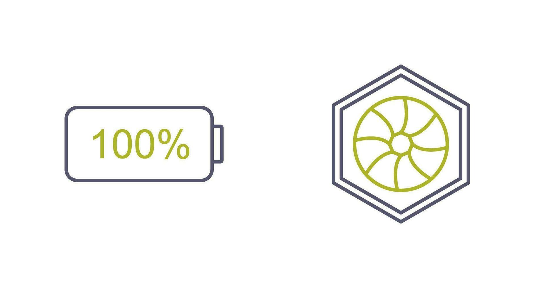 plein batterie et hexagonal diaphragme icône vecteur