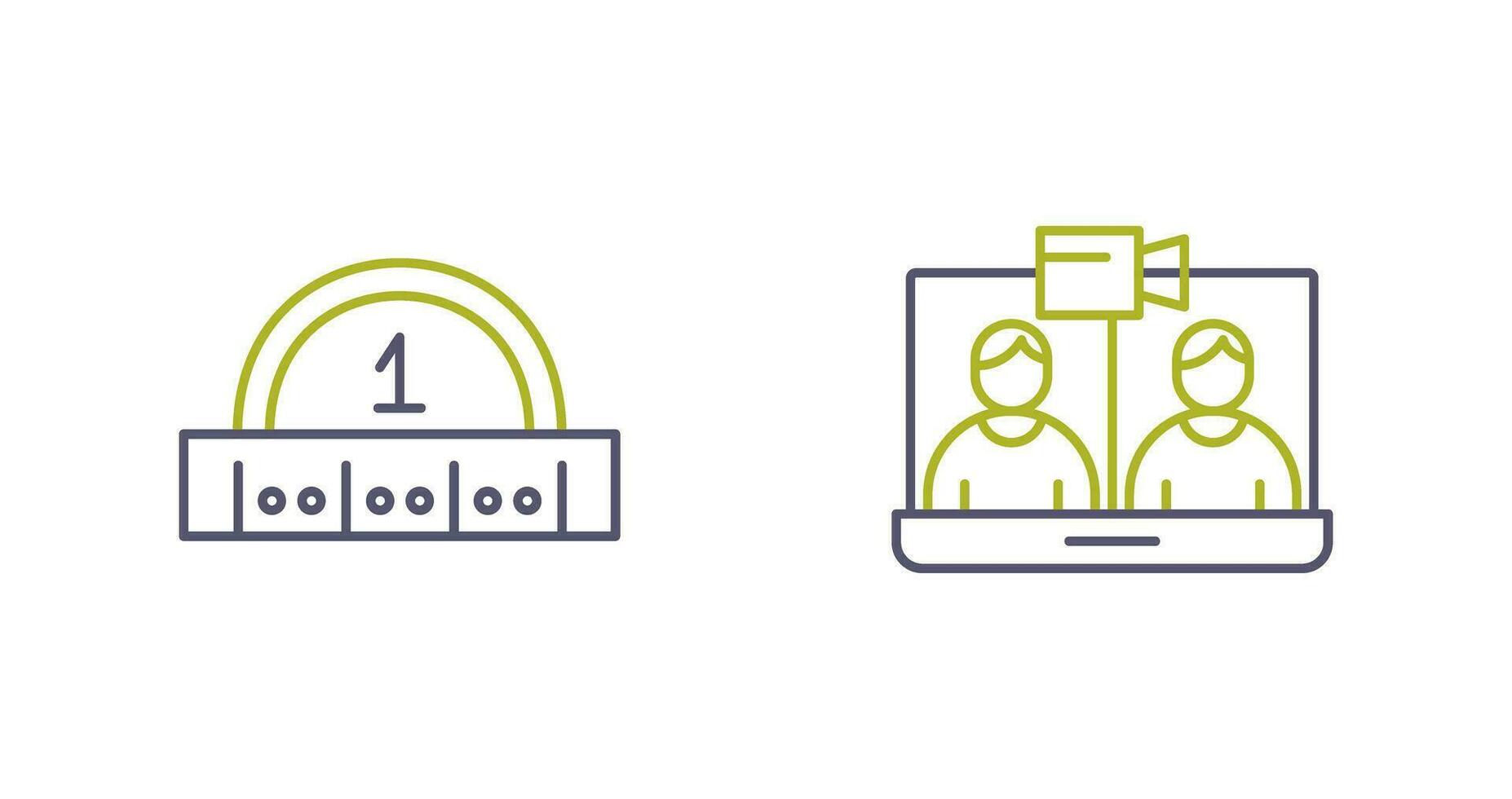 vidéo conférence et règle icône vecteur