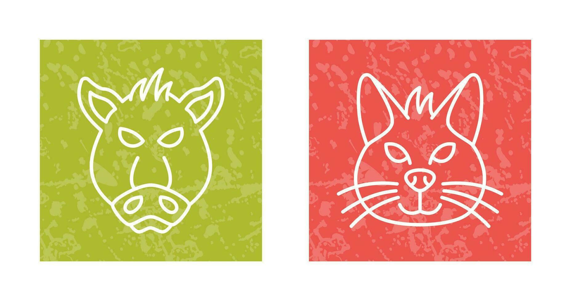 porc et chat icône vecteur