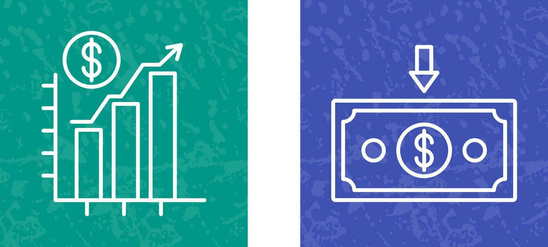 graphique en haut et argent vers le bas icône vecteur