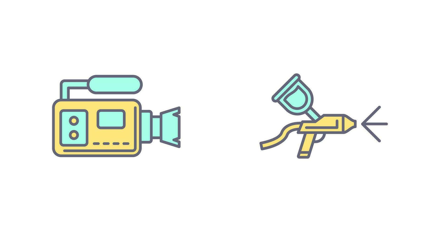 aérographe et vidéo caméra icône vecteur