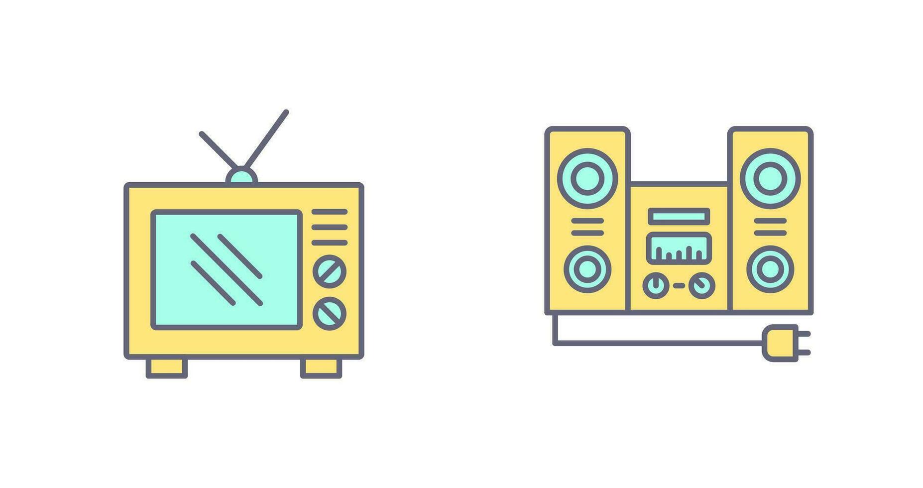 vieux la télé et stéréo icône vecteur