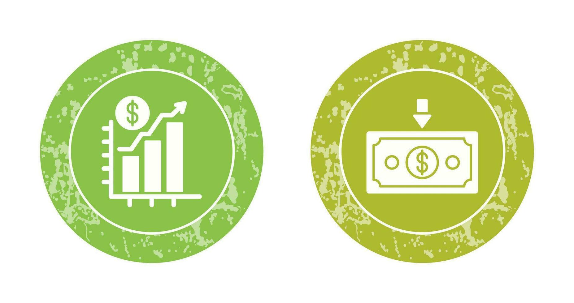 graphique en haut et argent vers le bas icône vecteur