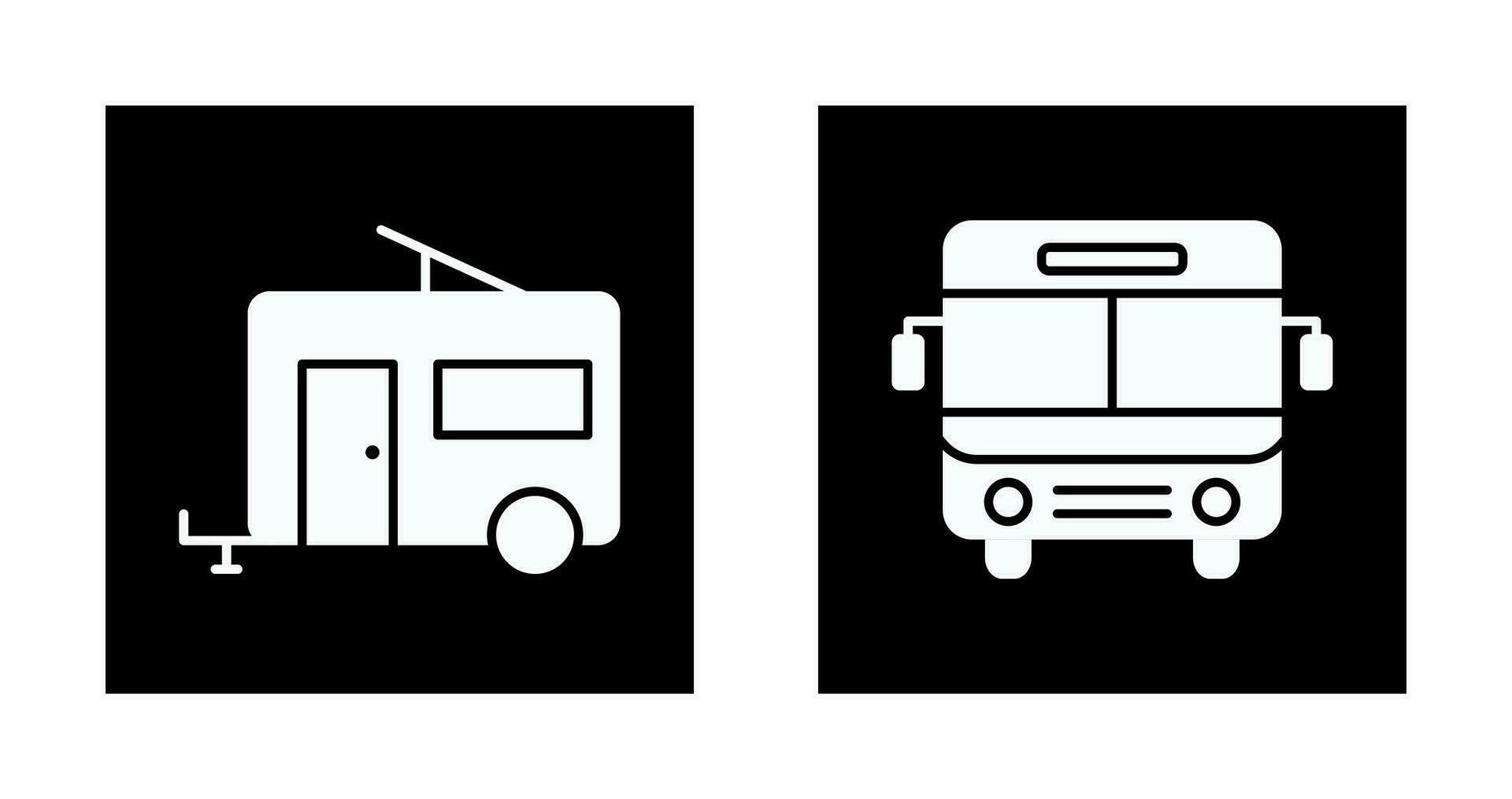 autobus et bande annonce icône vecteur