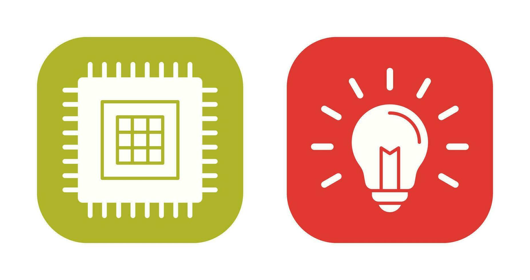 processeur et lumière ampoule icône vecteur