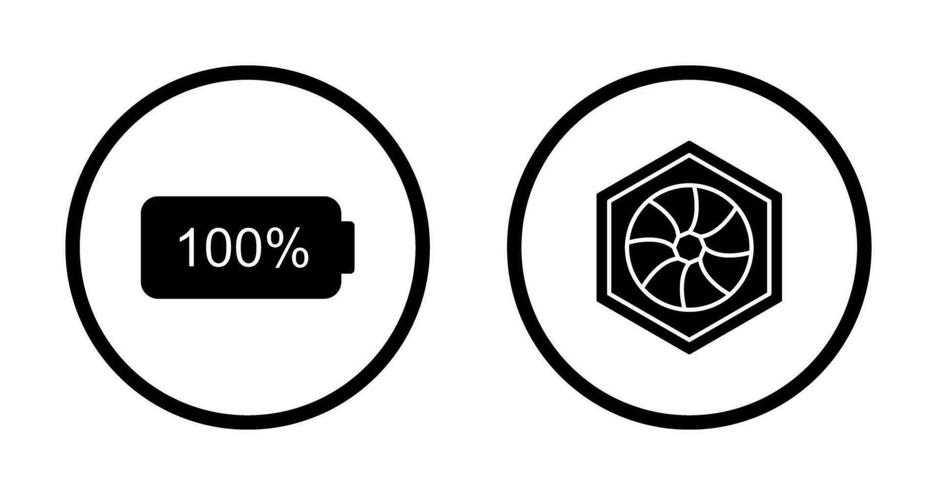 plein batterie et hexagonal diaphragme icône vecteur