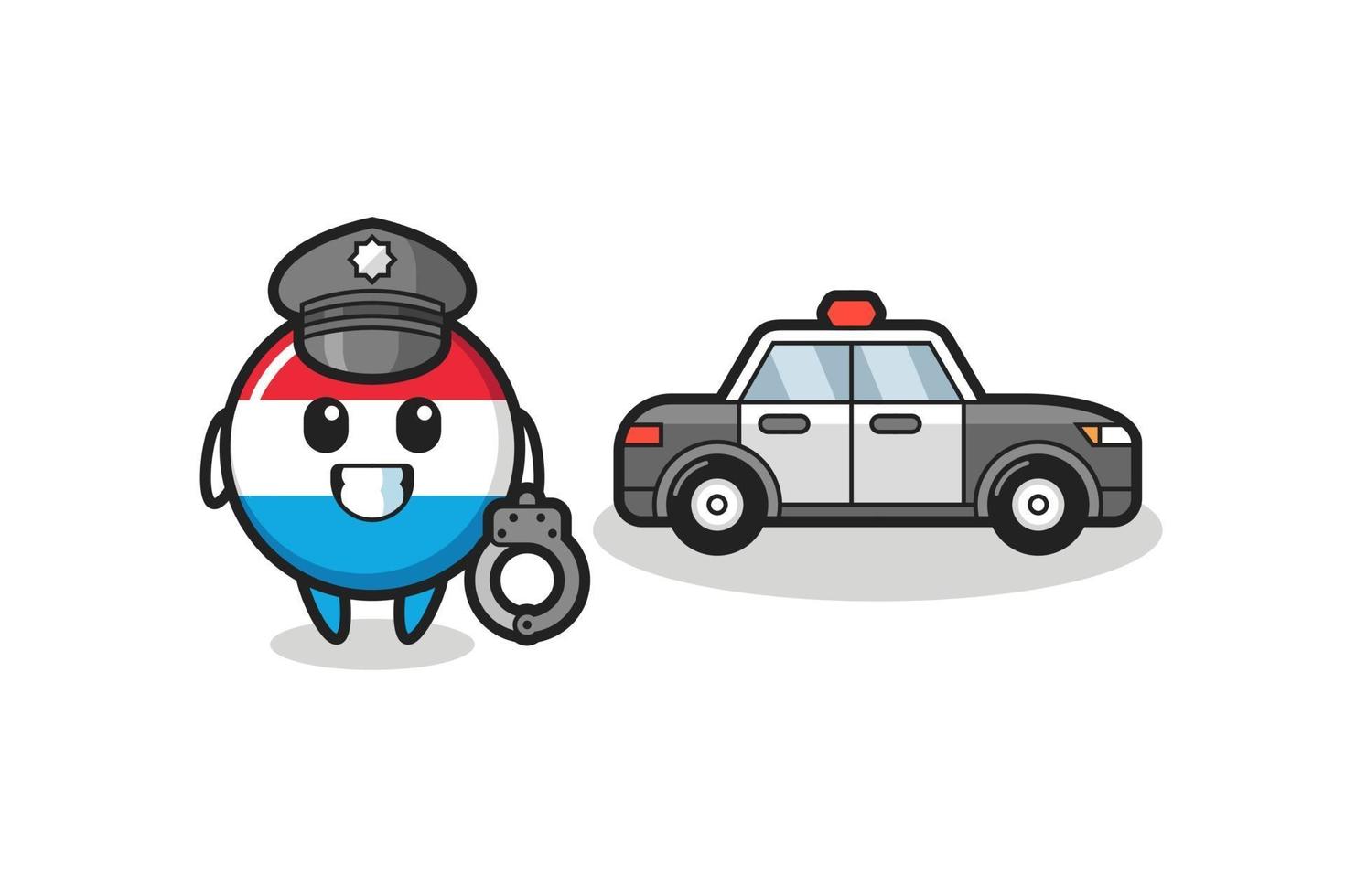 mascotte de dessin animé de l'insigne du drapeau luxembourgeois en tant que police vecteur