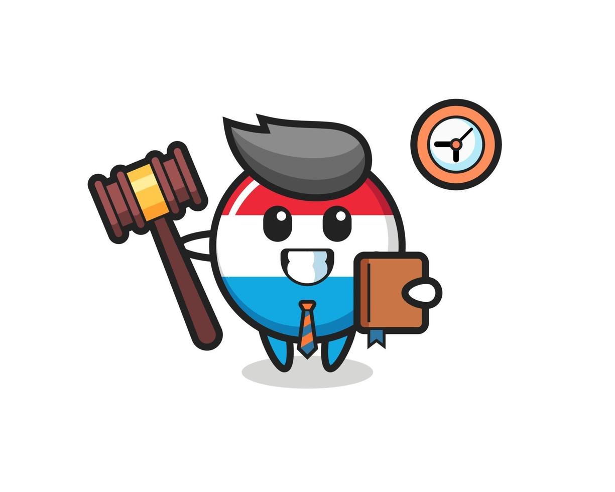 caricature de mascotte de l'insigne du drapeau luxembourgeois en tant que juge vecteur