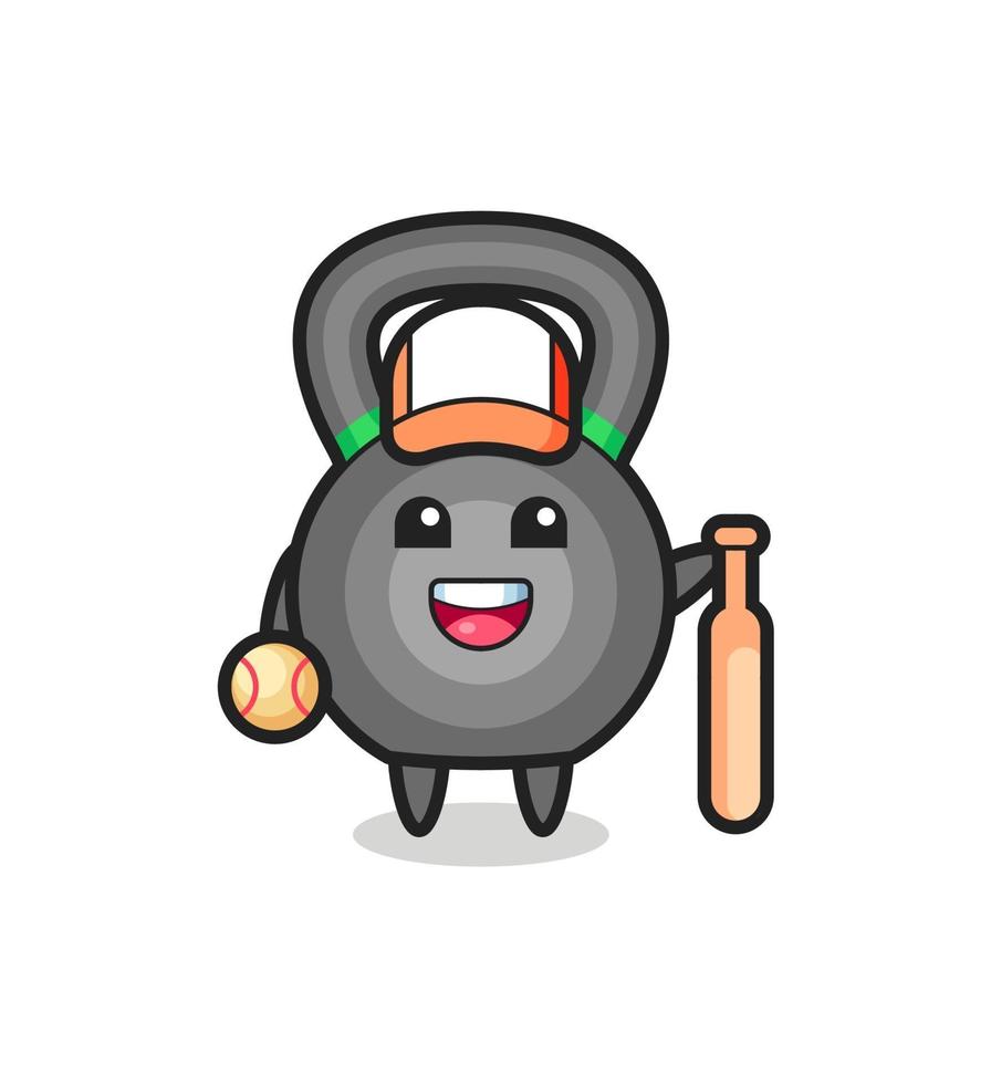 personnage de dessin animé de kettlebell en tant que joueur de baseball vecteur