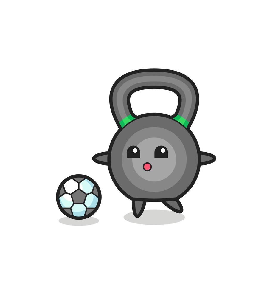 illustration de la bande dessinée de kettlebell joue au football vecteur