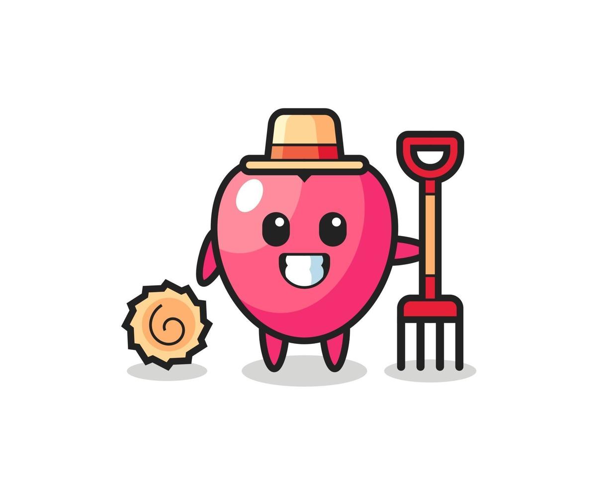 personnage mascotte du symbole du coeur en tant qu'agriculteur vecteur