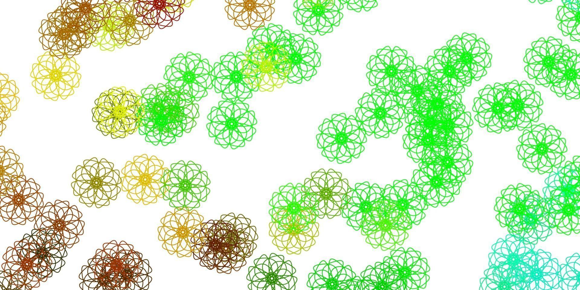 modèle de doodle de vecteur multicolore clair avec des fleurs.