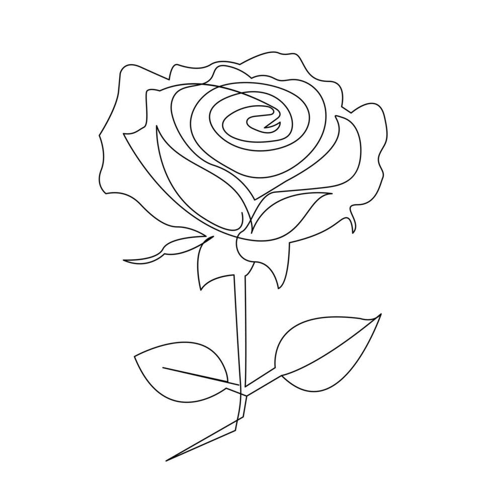 continu un ligne Rose fleur contour vecteur art dessin