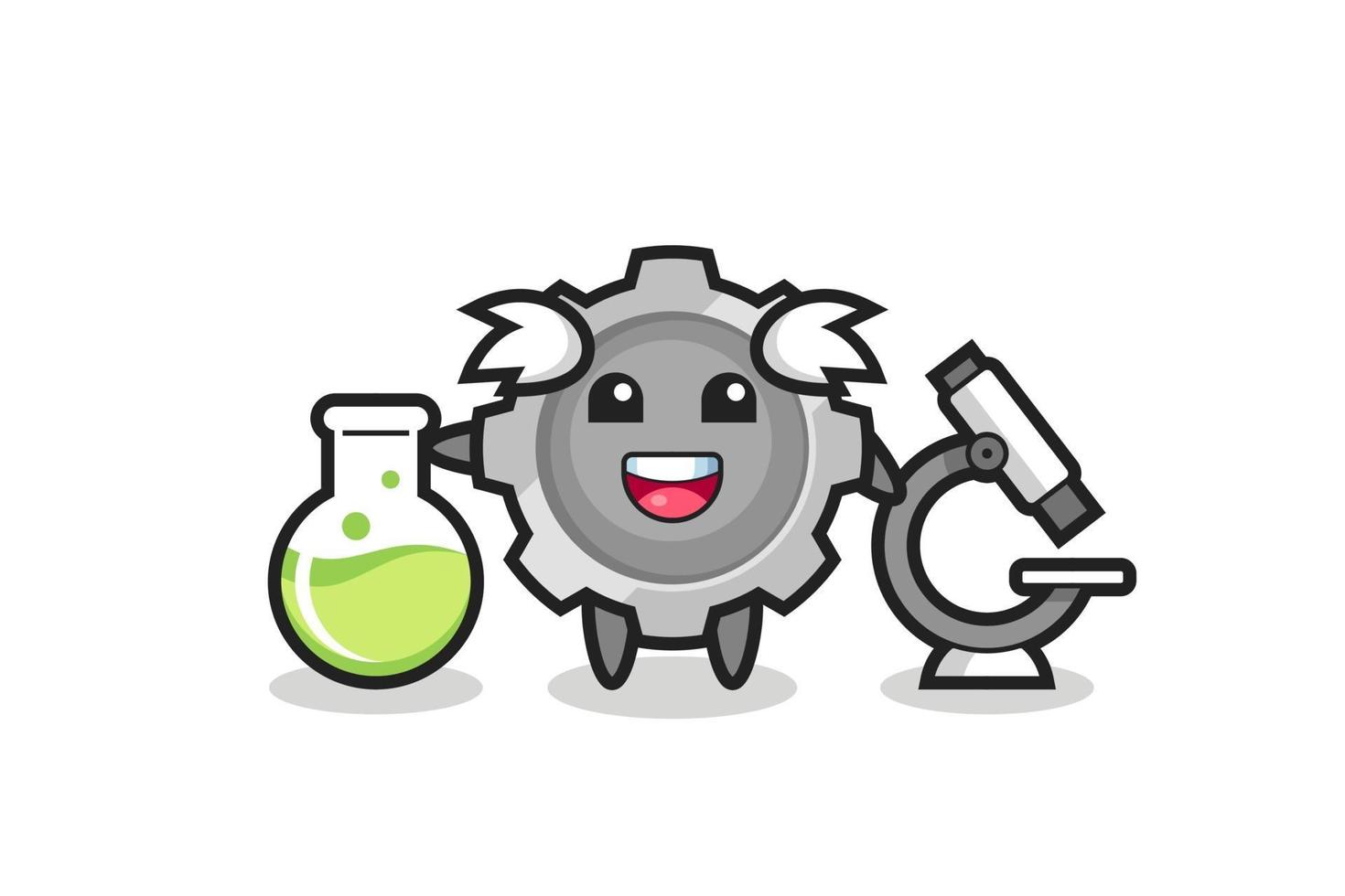 personnage mascotte d'engins en tant que scientifique vecteur