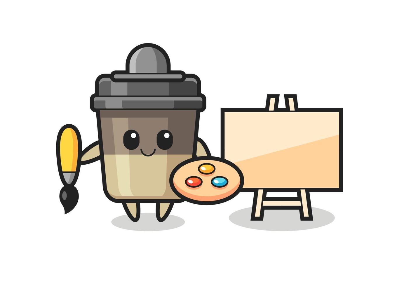 illustration de la mascotte de la tasse de café en tant que peintre vecteur
