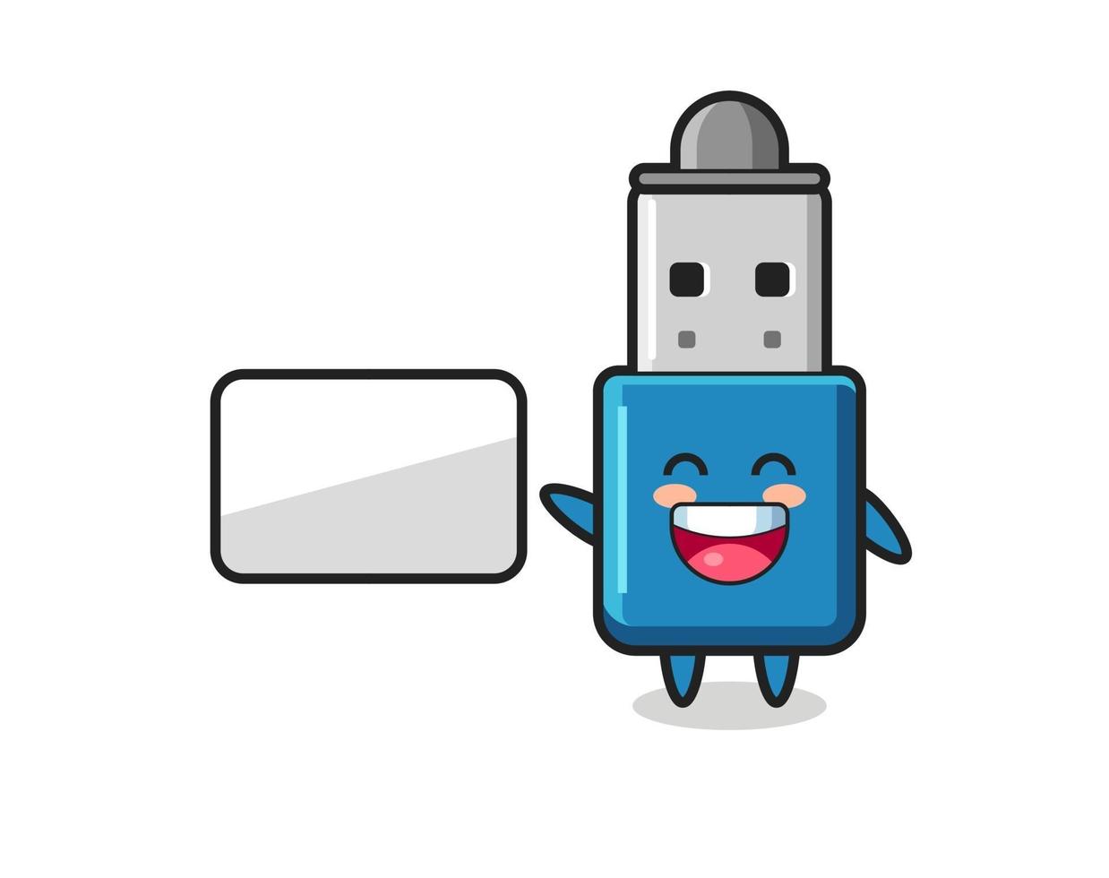 illustration de dessin animé USB lecteur flash faisant une présentation vecteur