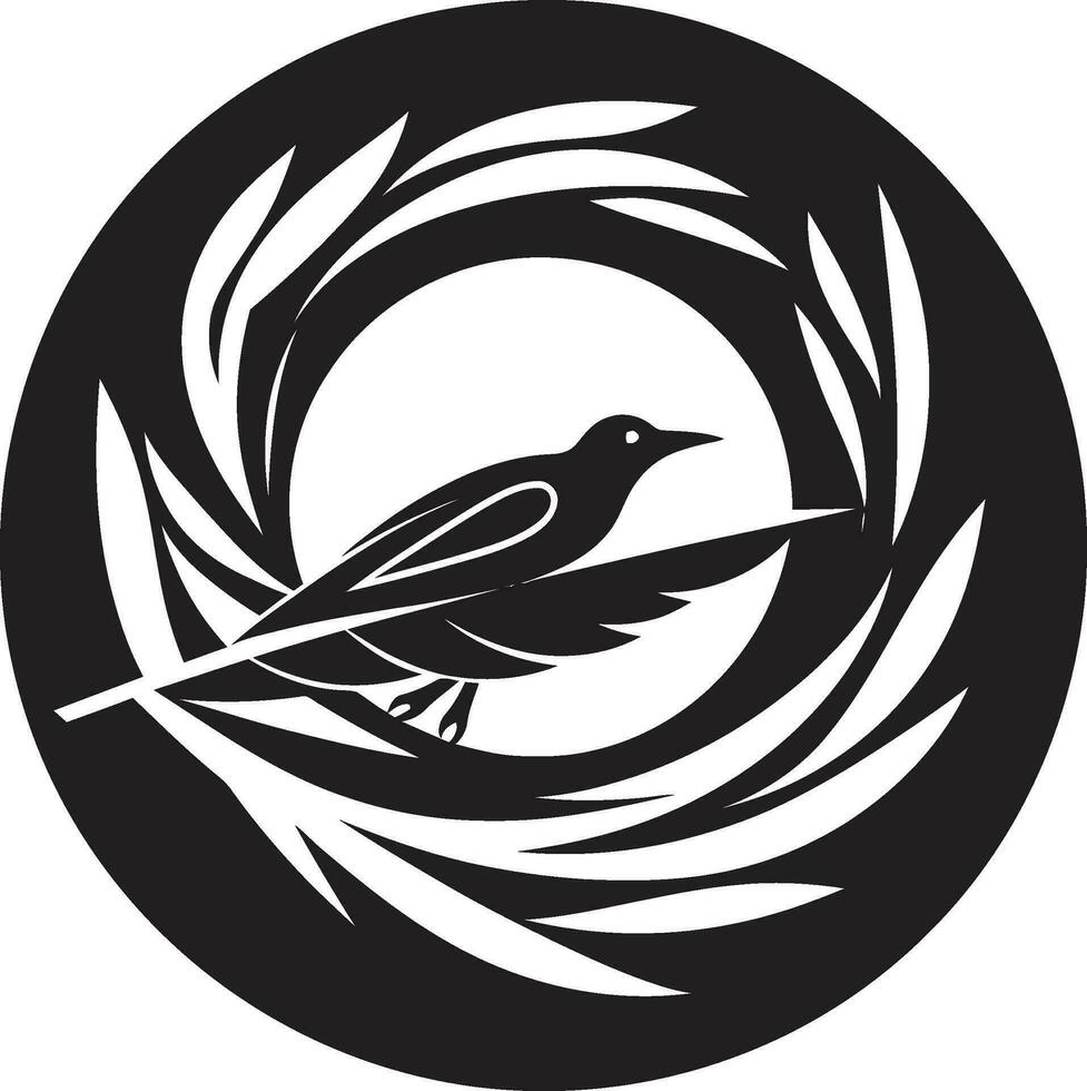 nidification dans noir un élégant oiseau nid emblème simplicité dans vol noir vecteur oiseau nid