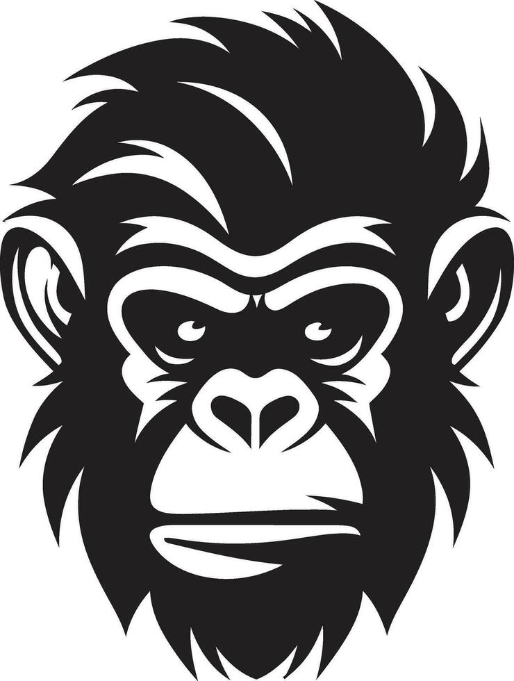 élégant noir vecteur chimpanzé icône le sage Gardien chimpanzé logo dans monochrome force et intelligence