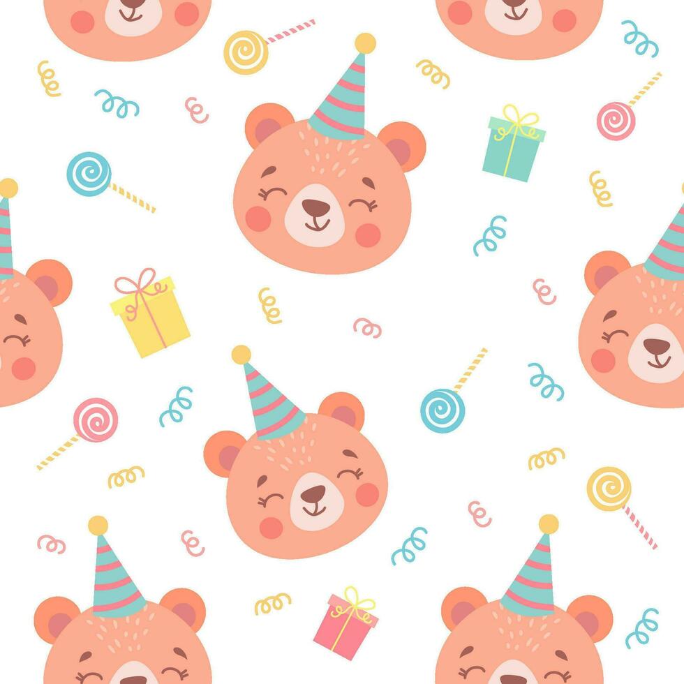 marrant sans couture motifs pour bébés. marrant animaux dans dessin animé style pour anniversaire décoration. vecteur illustration