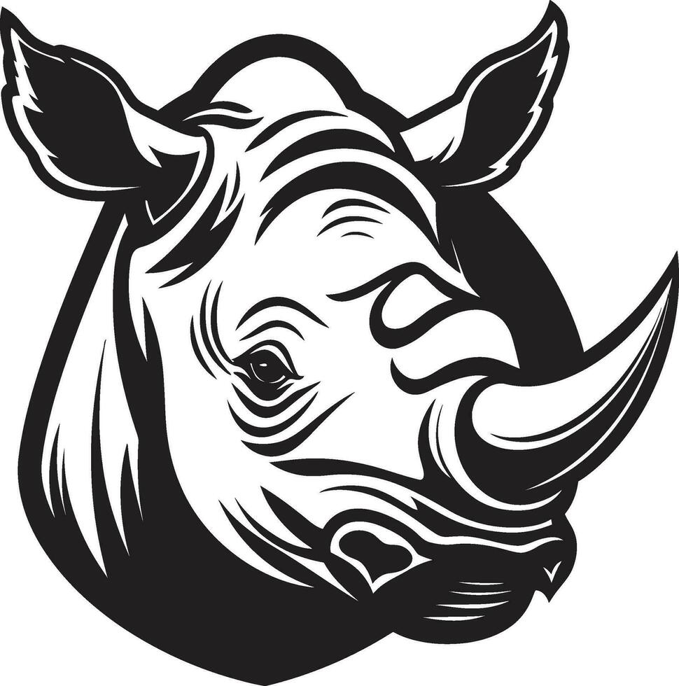 sauvage majesté rhinocéros icône dans monochrome excellence rhinocéros majesté noir vecteur faune symbole de Puissance