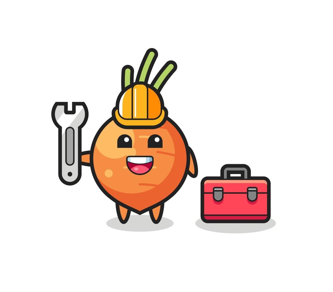caricature de mascotte de carotte en tant que mécanicien vecteur