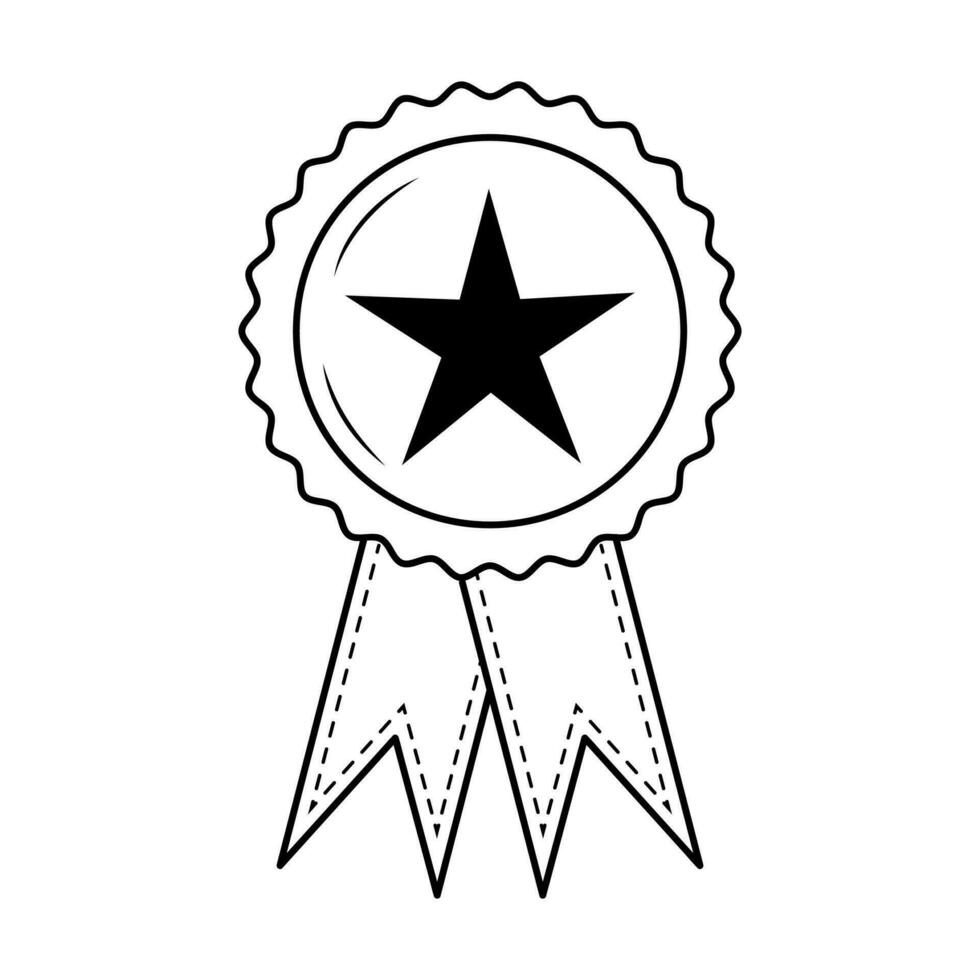 médaille avec étoile et rubans. linéaire icône. trophée, gagnant, décerner, prix, compétition concept. vecteur