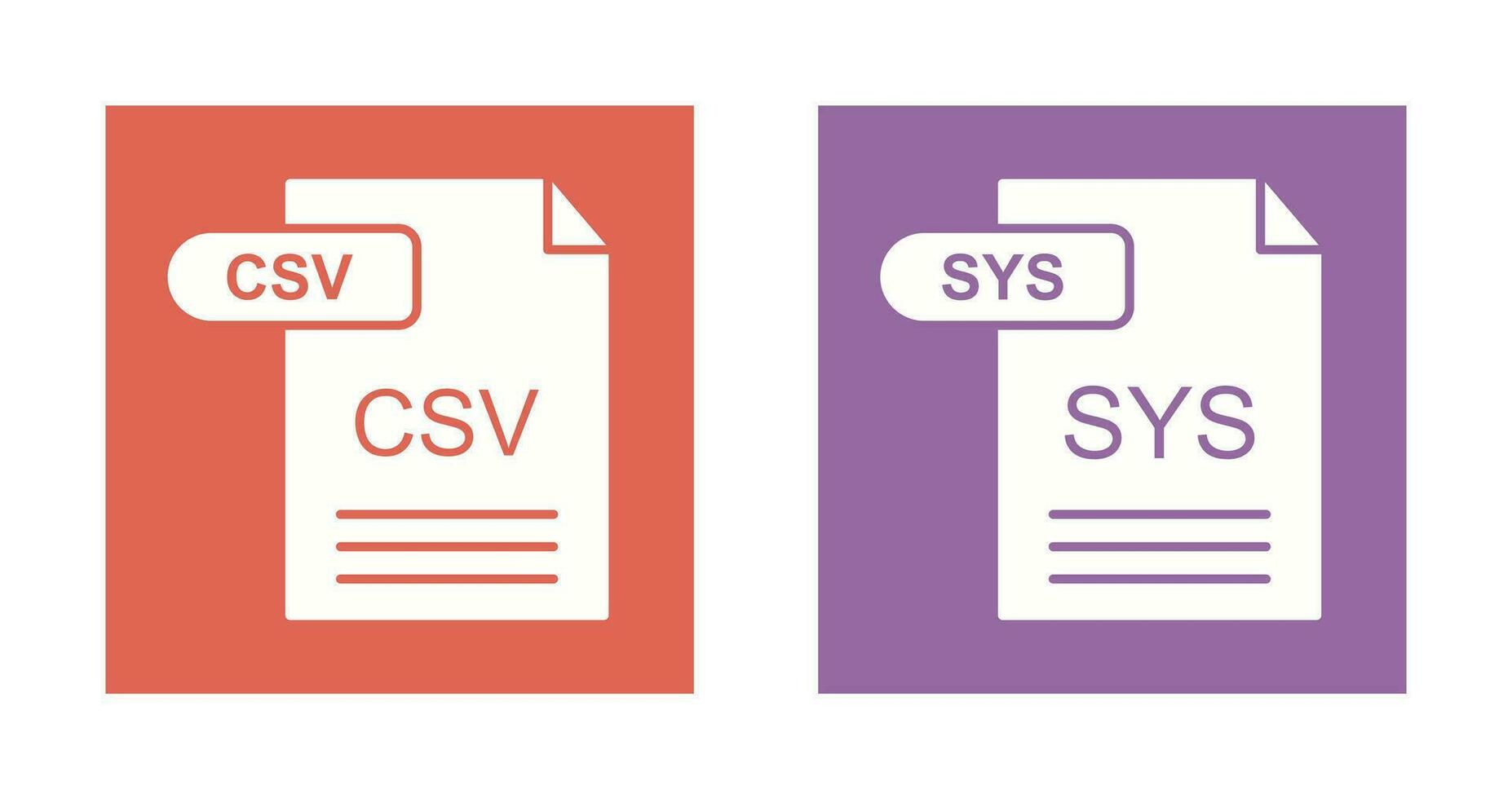 csv et sys icône vecteur