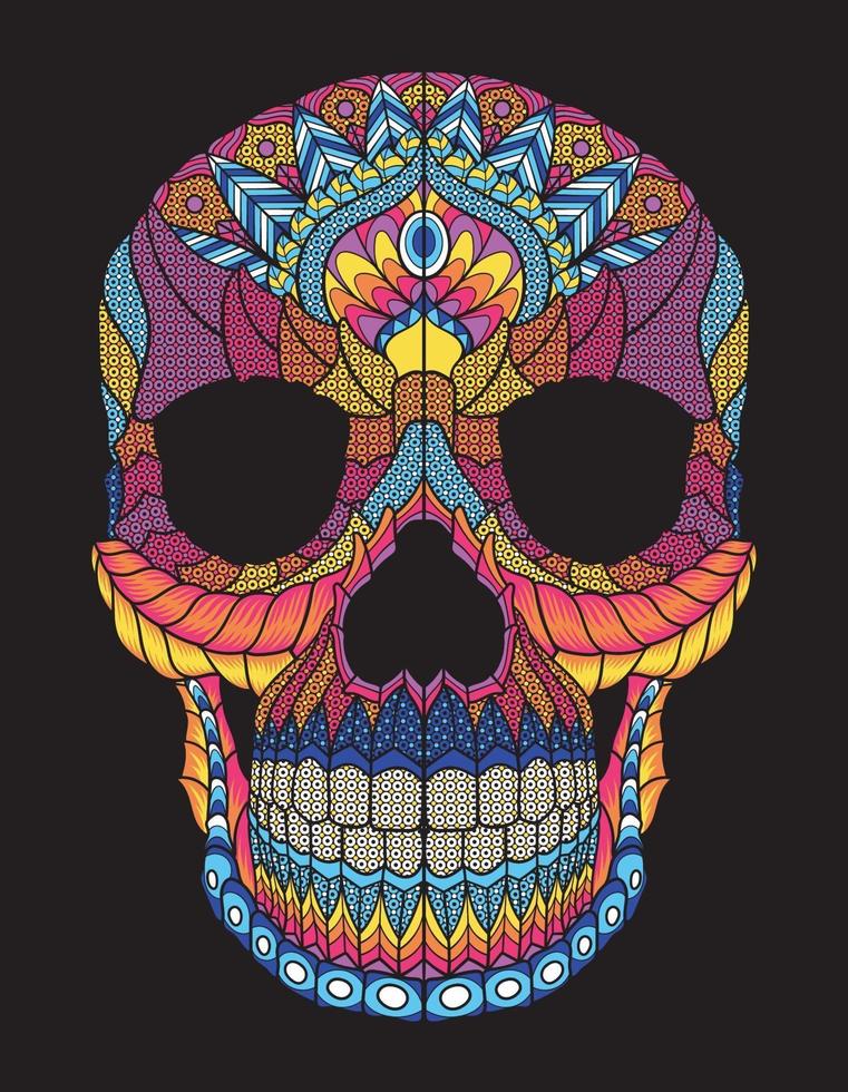 crâne multicolore huichol vecteur