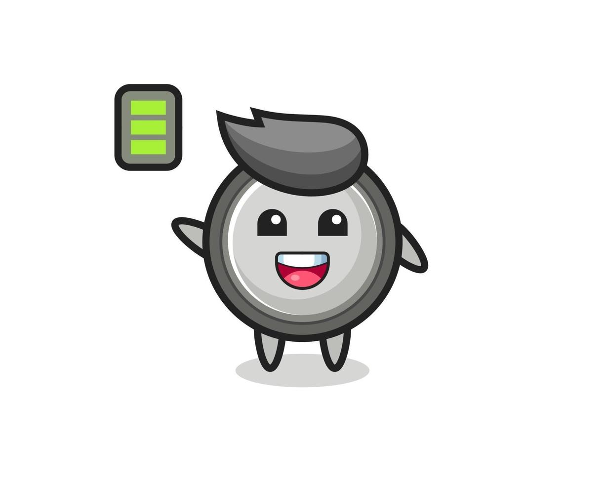 personnage de mascotte de pile bouton avec un geste énergique vecteur