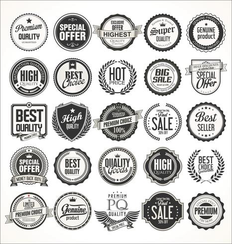 Étiquettes et badges vintage rétro vecteur