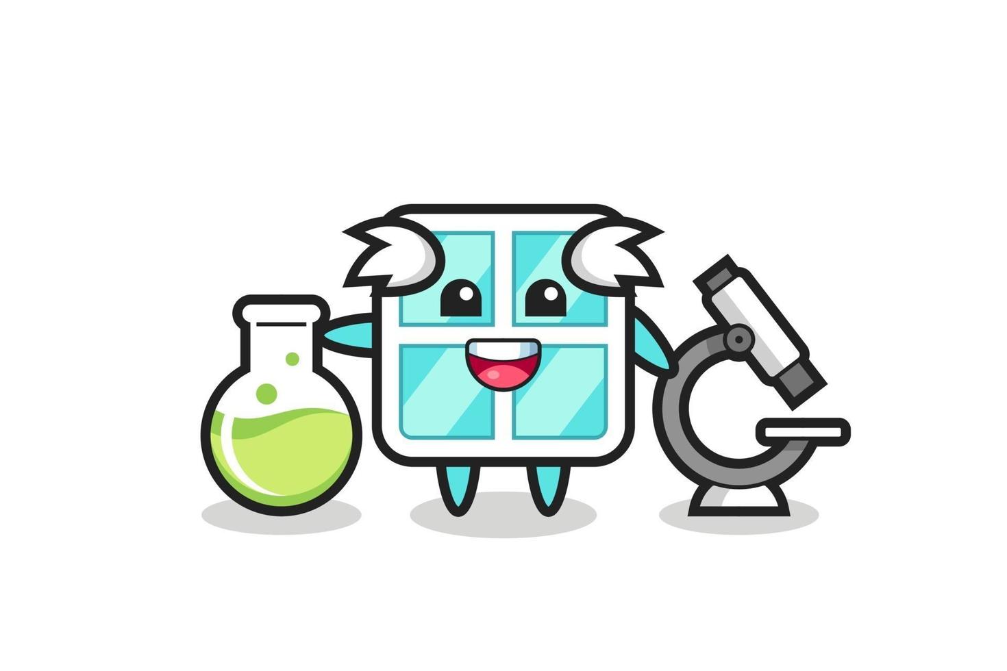 personnage mascotte de fenêtre en tant que scientifique vecteur