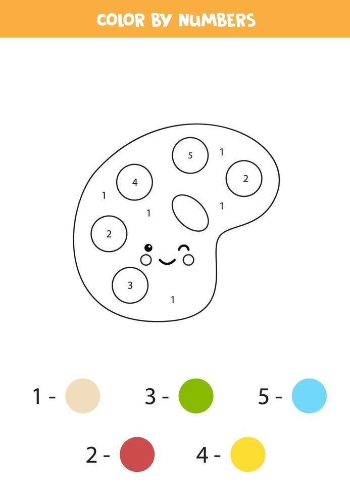 palette de couleurs kawaii mignonne par numéros. feuille de travail pour les enfants. vecteur