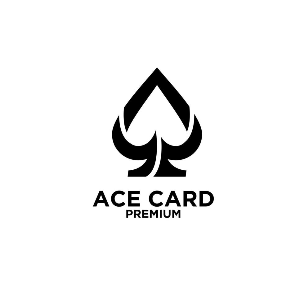 carte ace premium avec conception de logo vectoriel noir icône coeur