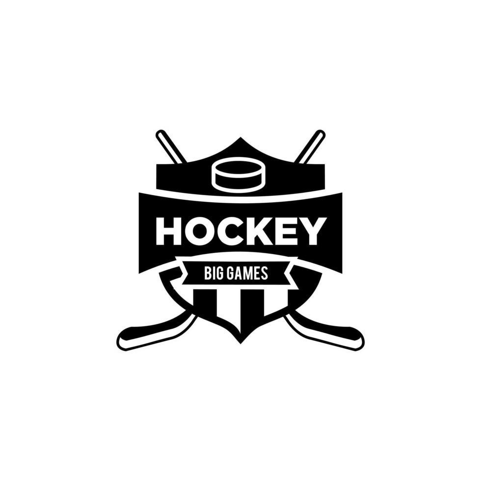 modèle de conception de logo noir vecteur équipe club de hockey premium