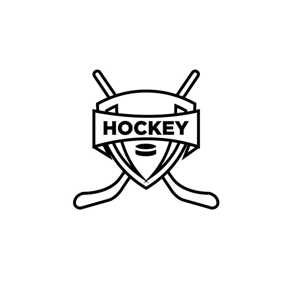 modèle de conception de logo noir vecteur équipe club de hockey premium