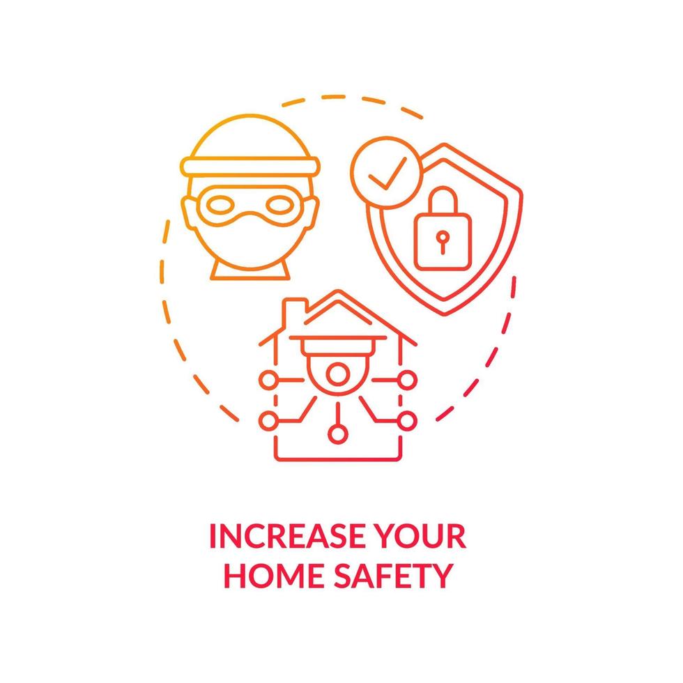 augmentez votre icône de concept rouge de sécurité à la maison vecteur