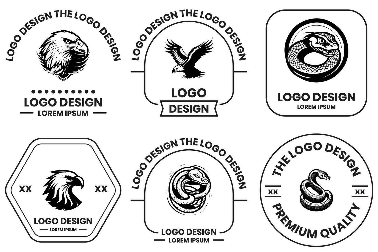 animal logo dans plat ligne art style vecteur