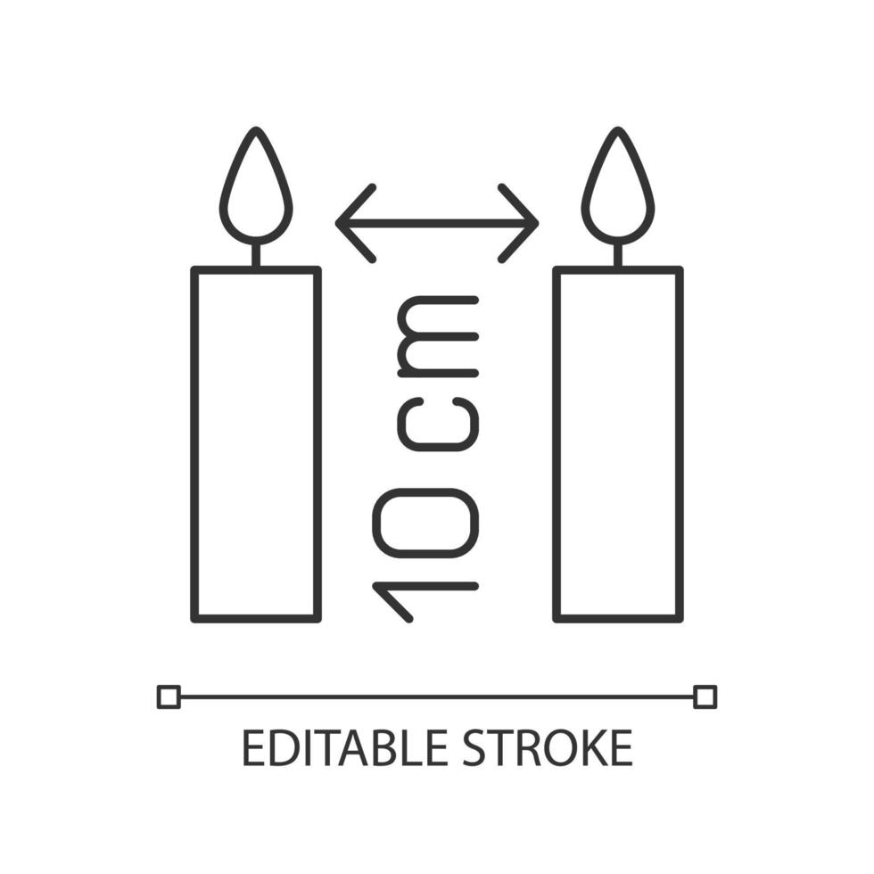distance entre les bougies allumées icône d'étiquette manuelle linéaire vecteur