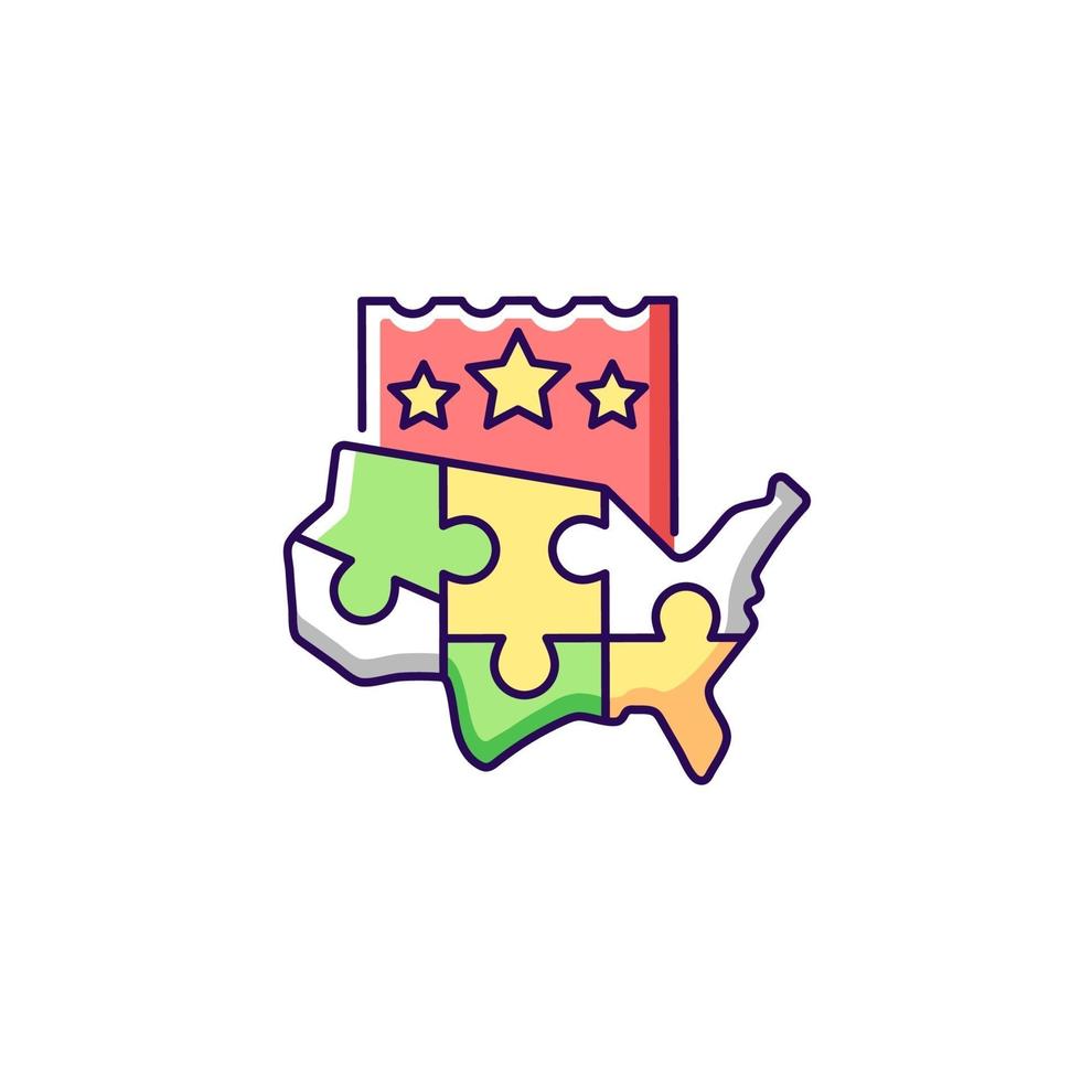 icône de couleur rvb de jeux de loterie multi-états vecteur