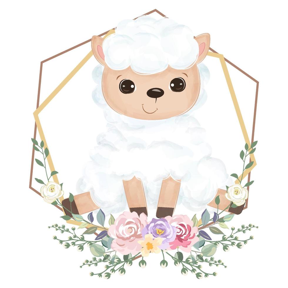 mignon bébé mouton en illustration aquarelle vecteur