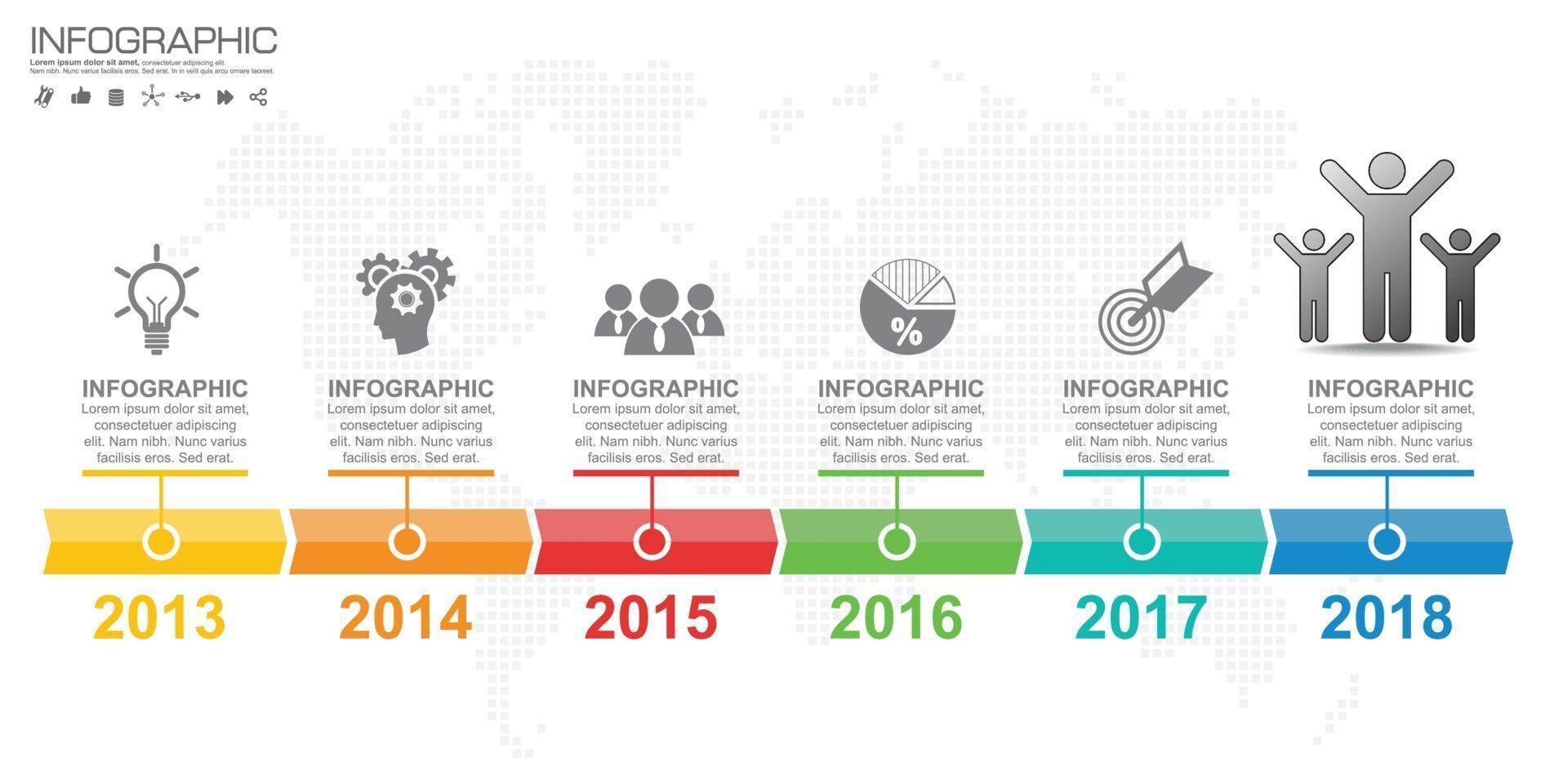 conception de modèle infographique avec 6 options de couleur. vecteur