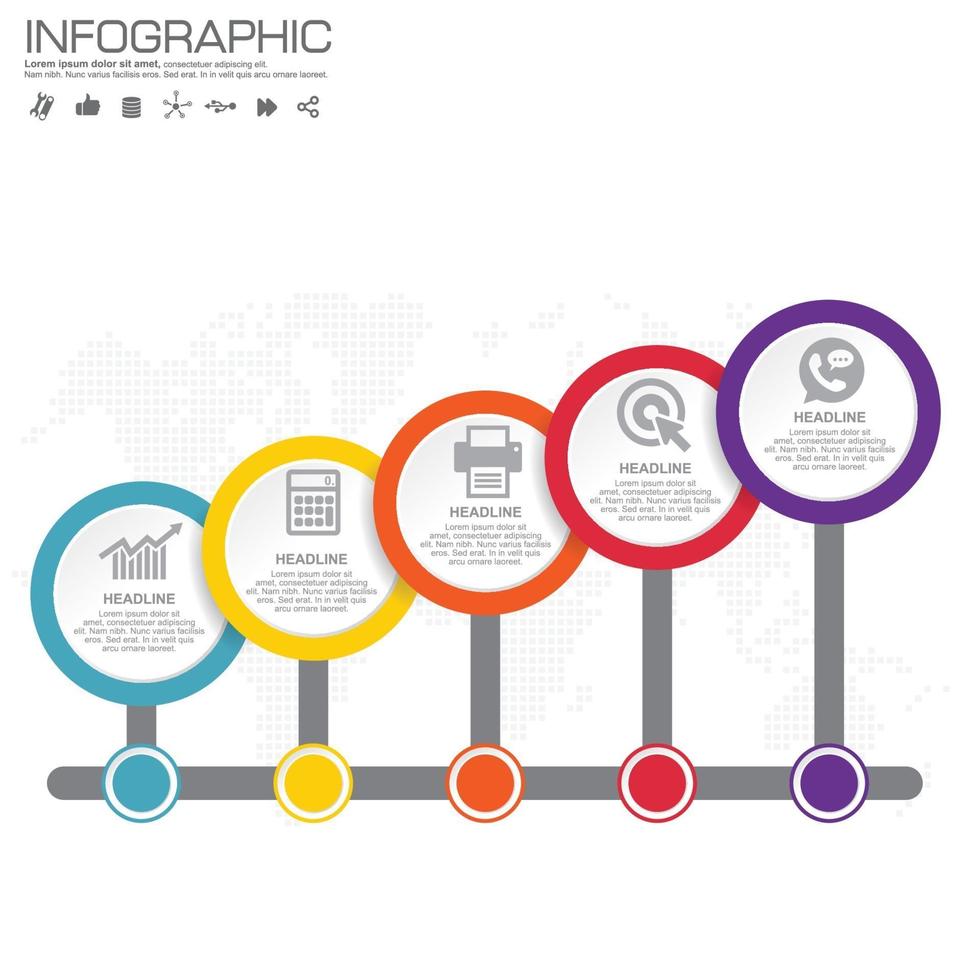 modèle d'infographie d'entreprise avec 5 options ou étapes. vecteur